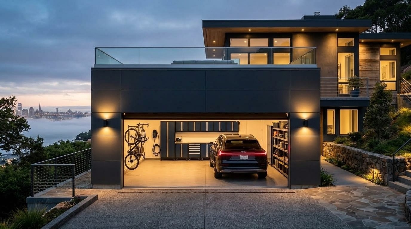 Fletcher Garage Door Services Garage Door Gliding Open Revealing Warm Illuminated Interior